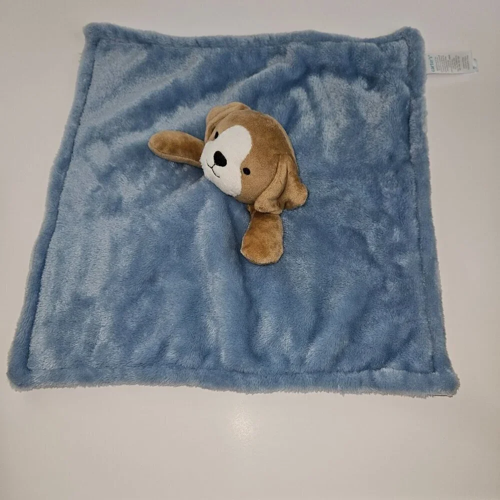 Carter's Blue Brown Puppy Dog Lovey Plush Stuffed Animal Baby Toy SOFT Fleece